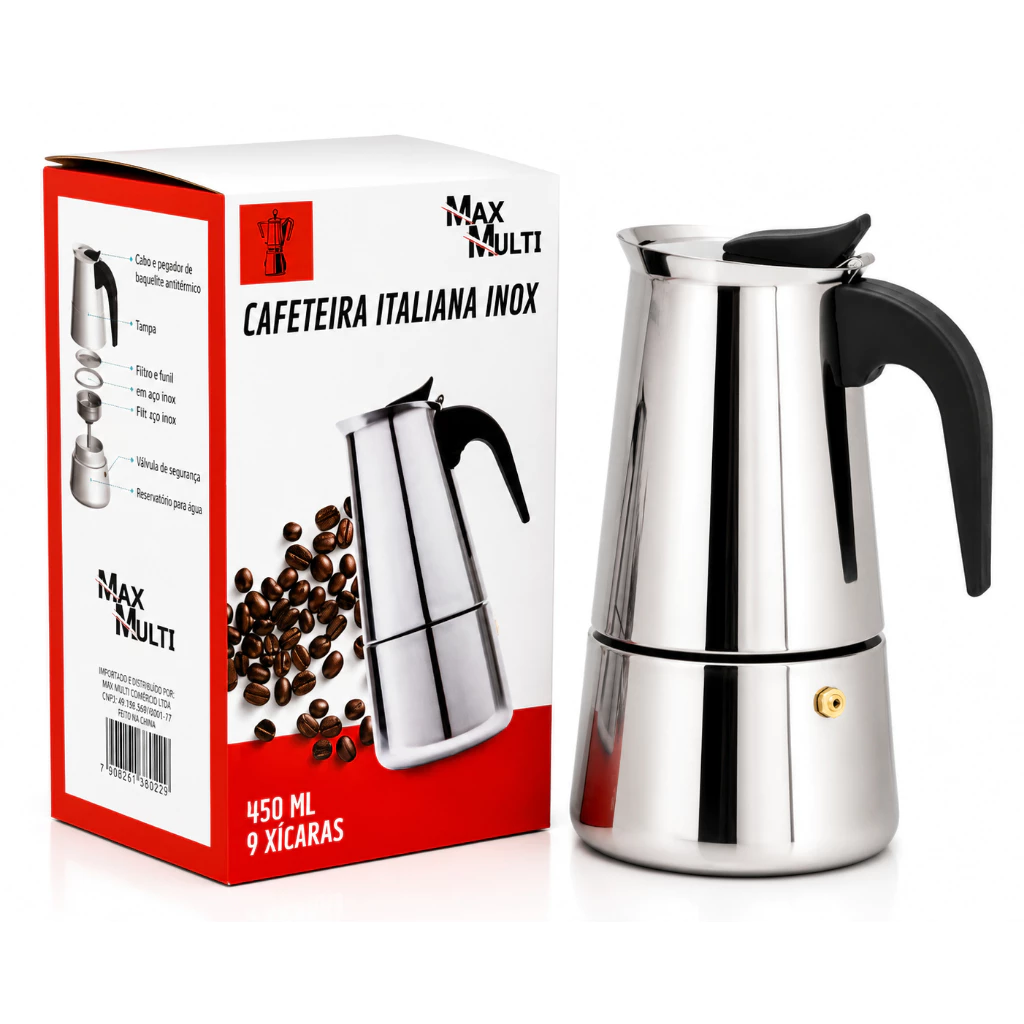 Cafeteira Expresso Italiana Luxo Moka Inox — produto recomendado pelo nutricionista Eduardo Klein